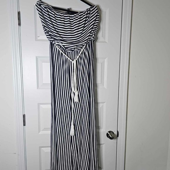 BLOOMING ROSE BLACK AND WHITE STRIPE DRESS ROSE - Picture 4 of 6